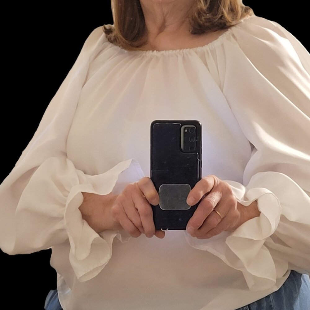 Beautiful 100% Silk Peasant Blouse with Flounced Sleeves Plus Size 2X